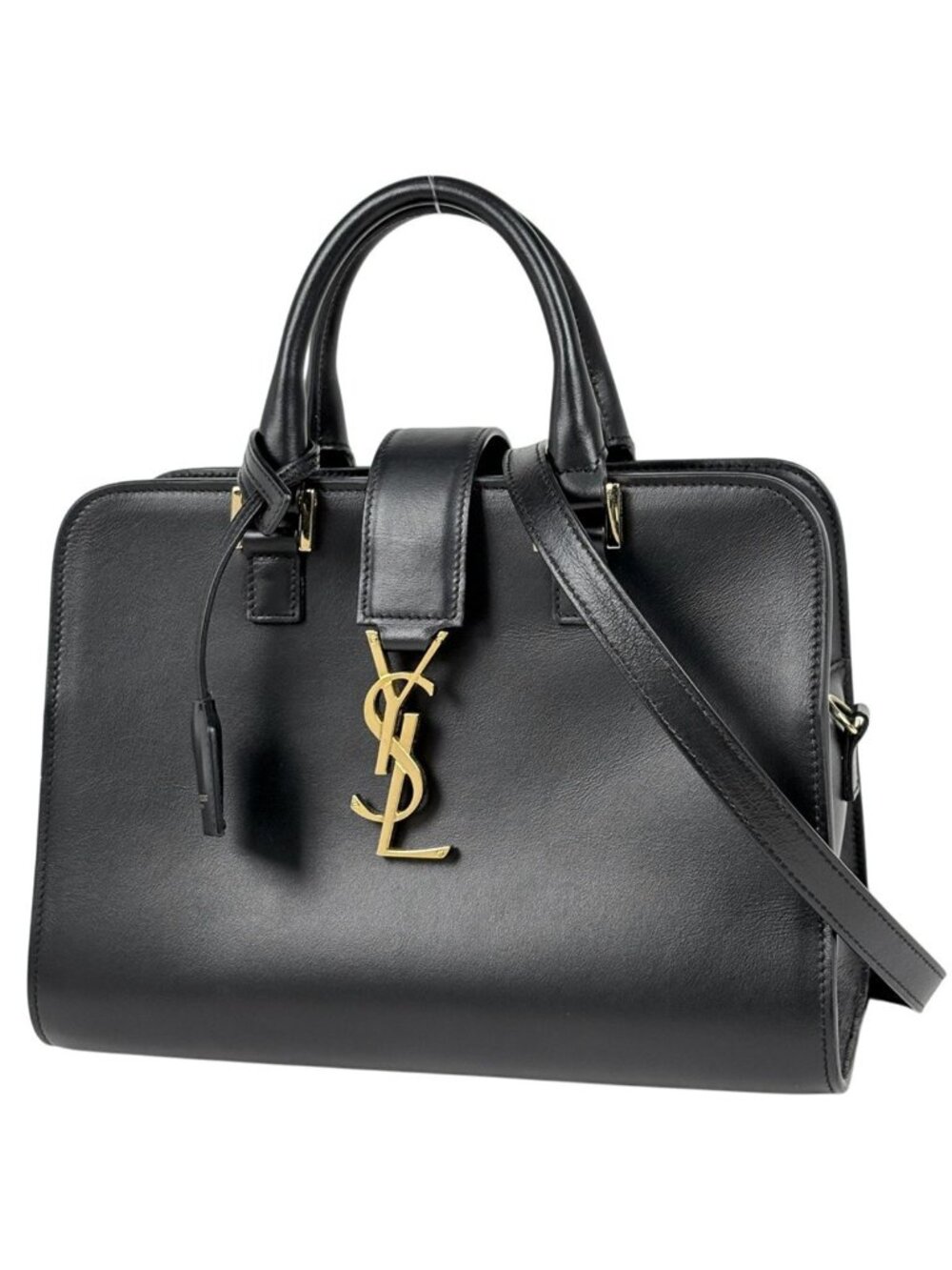 Saint Laurent Baby Cabas Handbag 2-Way Leather Black